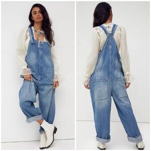 Free People Hunter Denim Overall in Century Blue